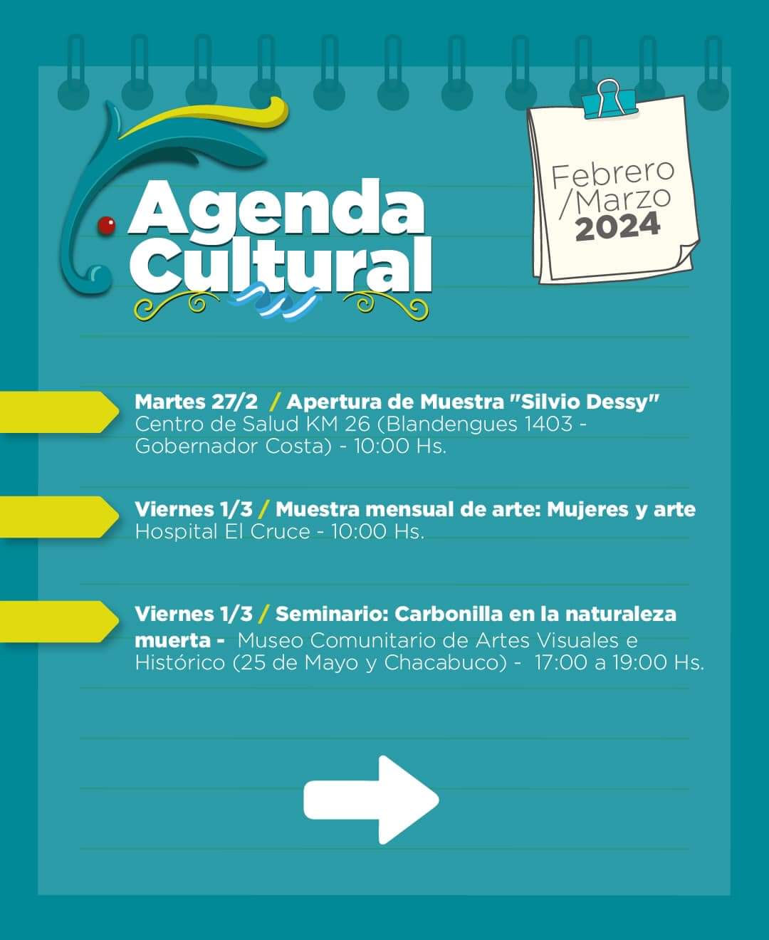Segmento: “¿Qué hacer en Florencio Varela?: Agenda Cultural”. 
