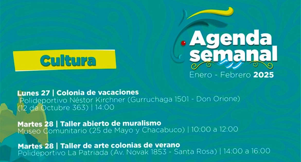 Agenda semanal: ¡Todas las actividades que no te podes perder!
