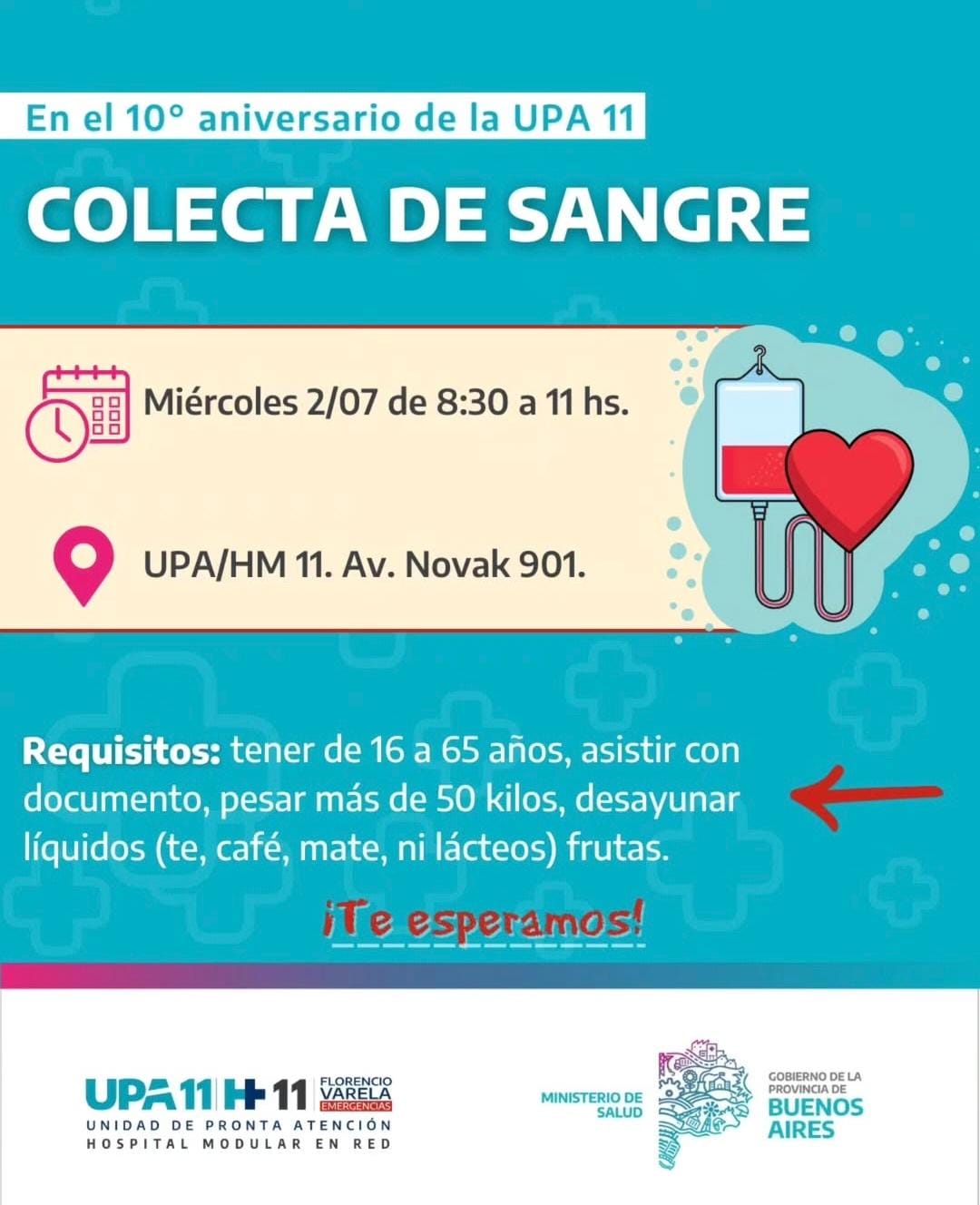 10º aniversario de la UPA 11: Colecta de sangre

